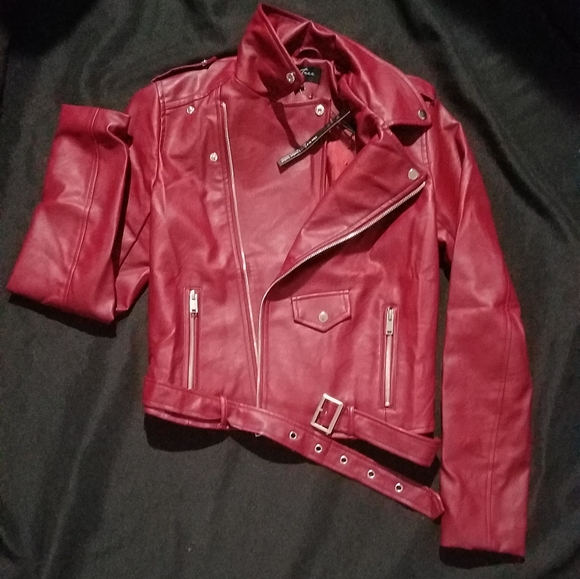 Love Tree Jackets & Blazers - Red Faux Leather Jacket